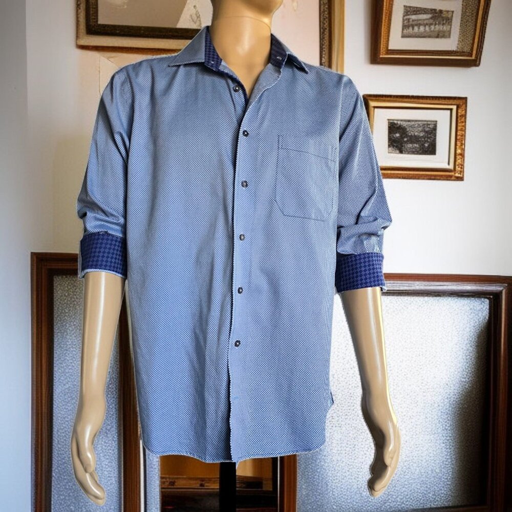 NWOT LEO CHEVALIER ( LG MEN ) NON IRON 3/4 Sleeve Business Casual Button…